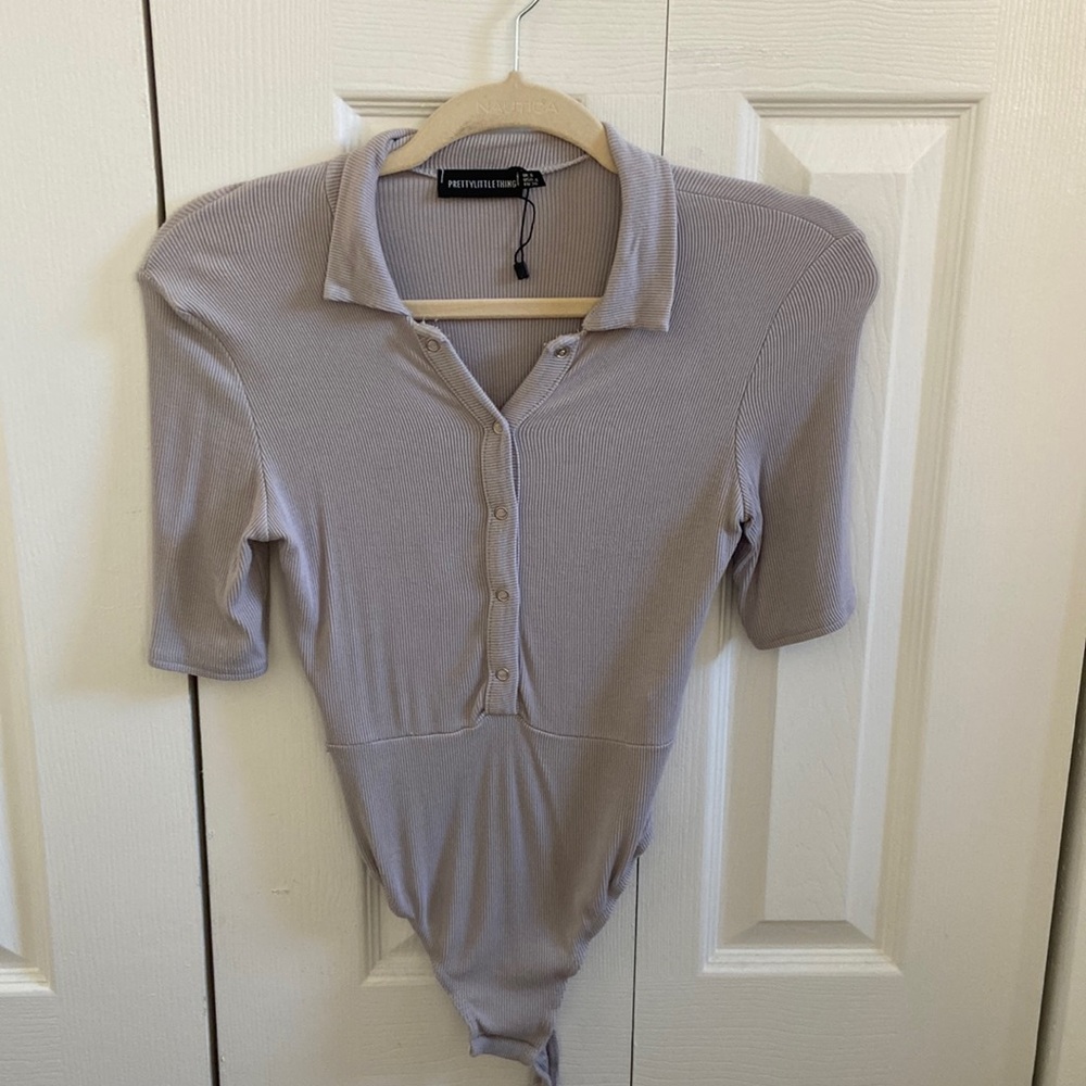 Grey button up bodysuit
